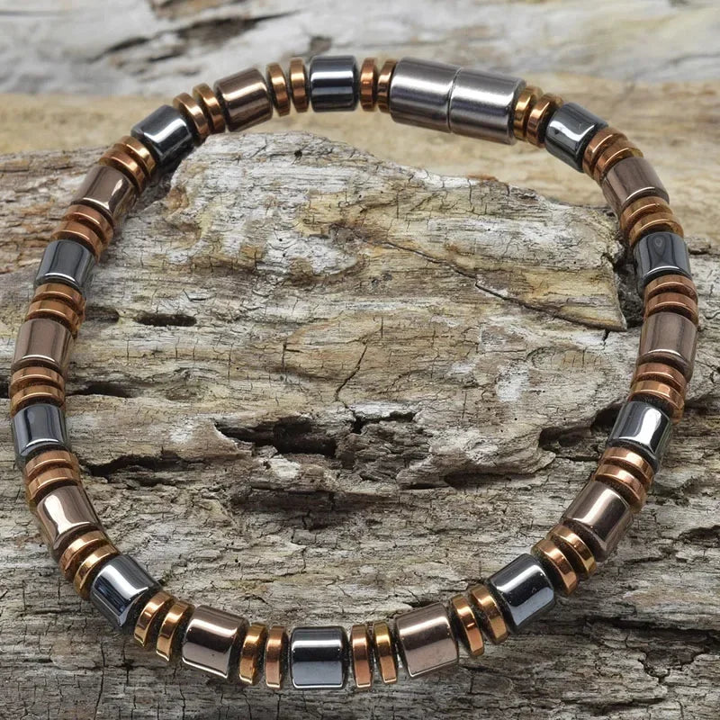 Bracelet Hématite Zigzag Magnétique – Énergie & Équilibre Unisexe