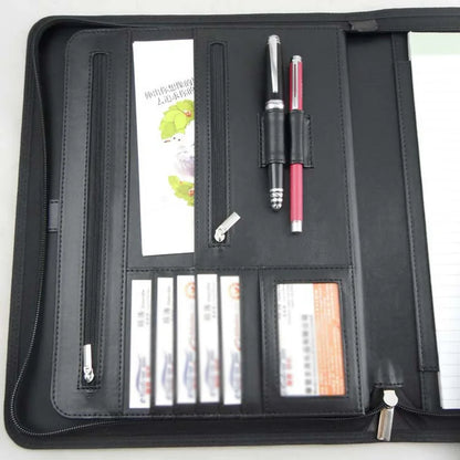 Porte-Documents Cuir Fermeture Éclair - Portfolio Business iPad Tablette Organisateur Entrevue Marron