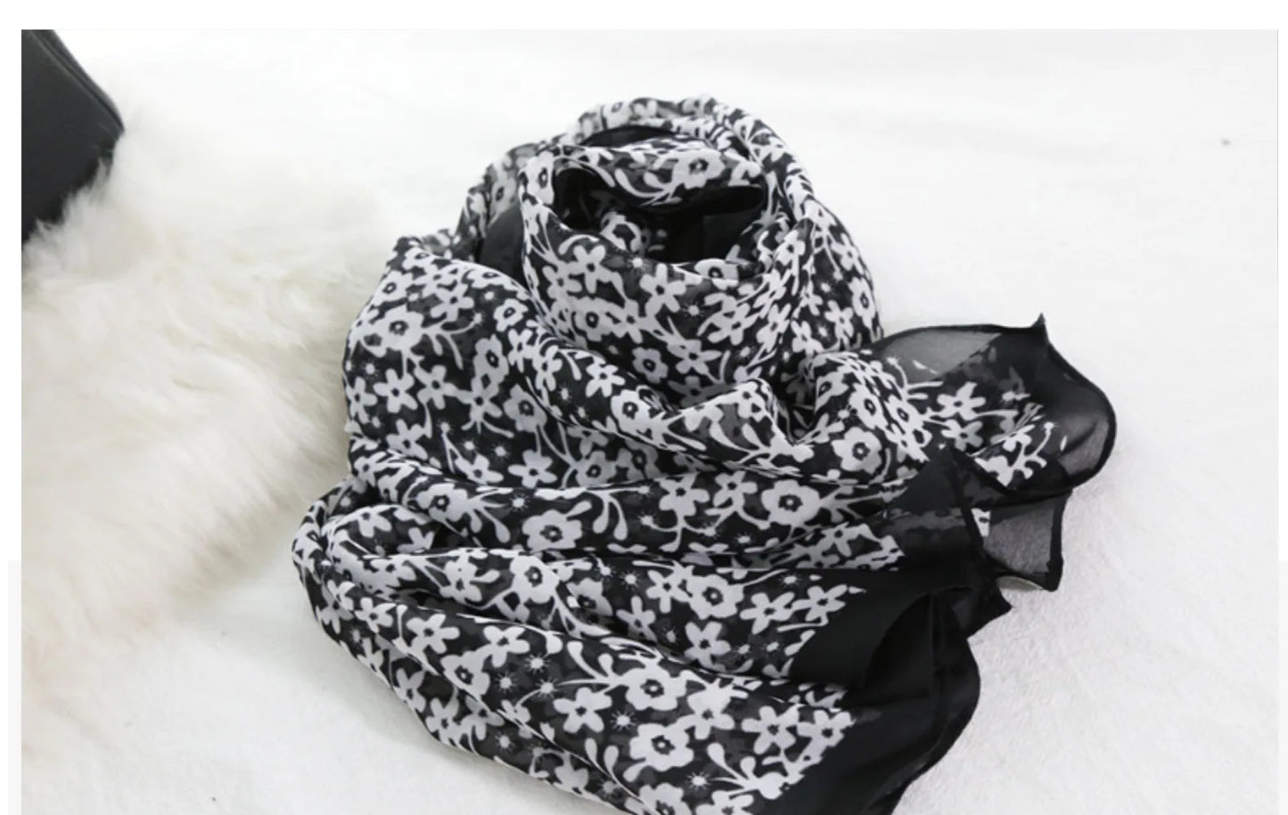 Foulard Écharpe Mousseline Petite Fleur Femme - Bandana Hijab Châle Été Protection Solaire