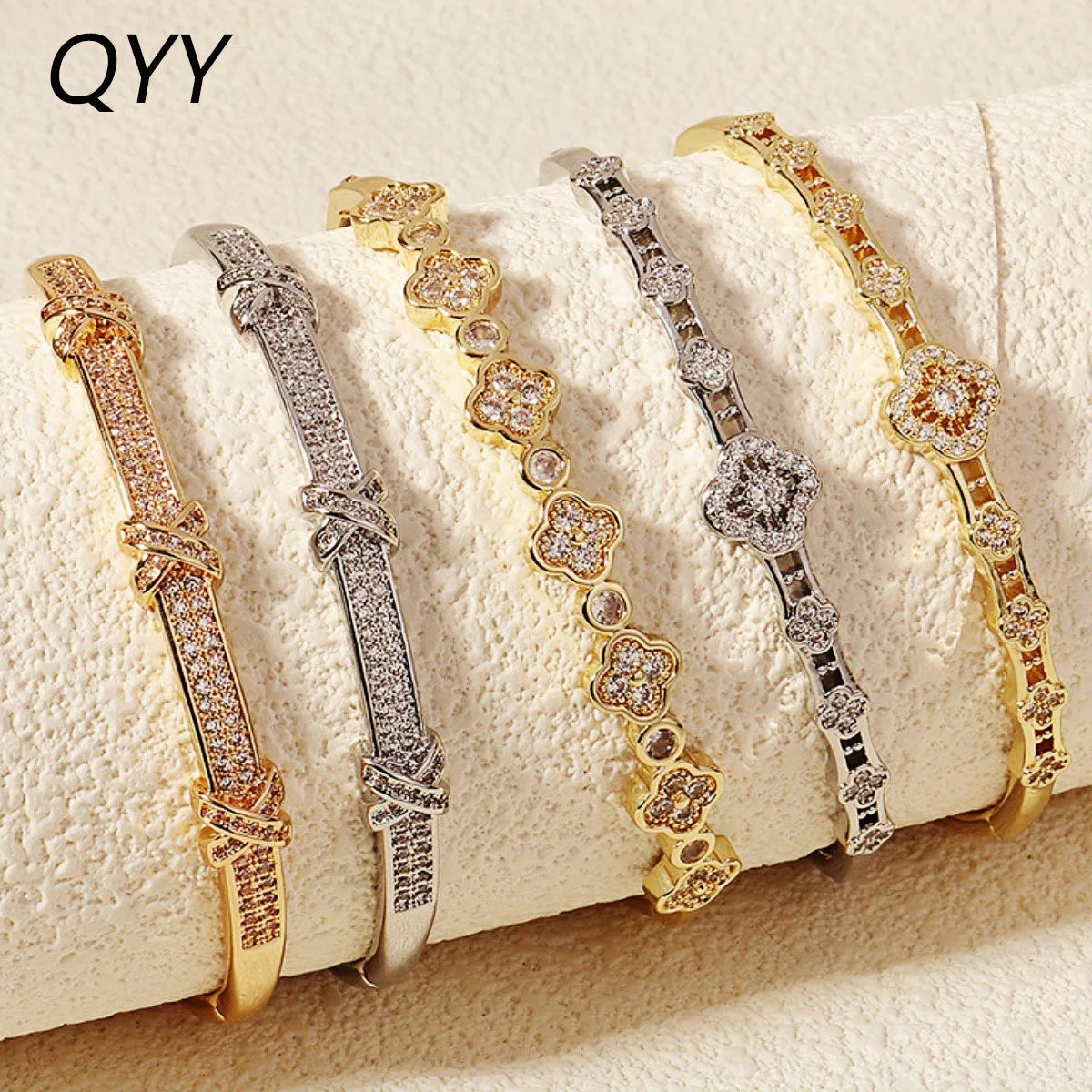 Bracelet Cuivre & Zirconia Femme – Élégance Minimaliste Style Européen
