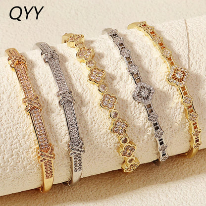 Bracelet Cuivre & Zirconia Femme – Élégance Minimaliste Style Européen