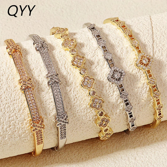 Bracelet Cuivre & Zirconia Femme – Élégance Minimaliste Style Européen