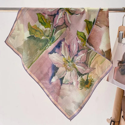 Foulard Carré Coton 70cm Imprimé Floral Femme - Bandana Headband Neckerchief Accessoire