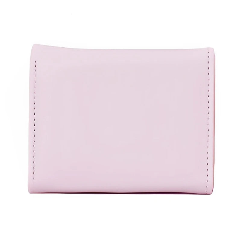 Portefeuille Femme Tri-Fold Cuir PU Bouton Fantaisie - Porte-Cartes Court Porte-Monnaie