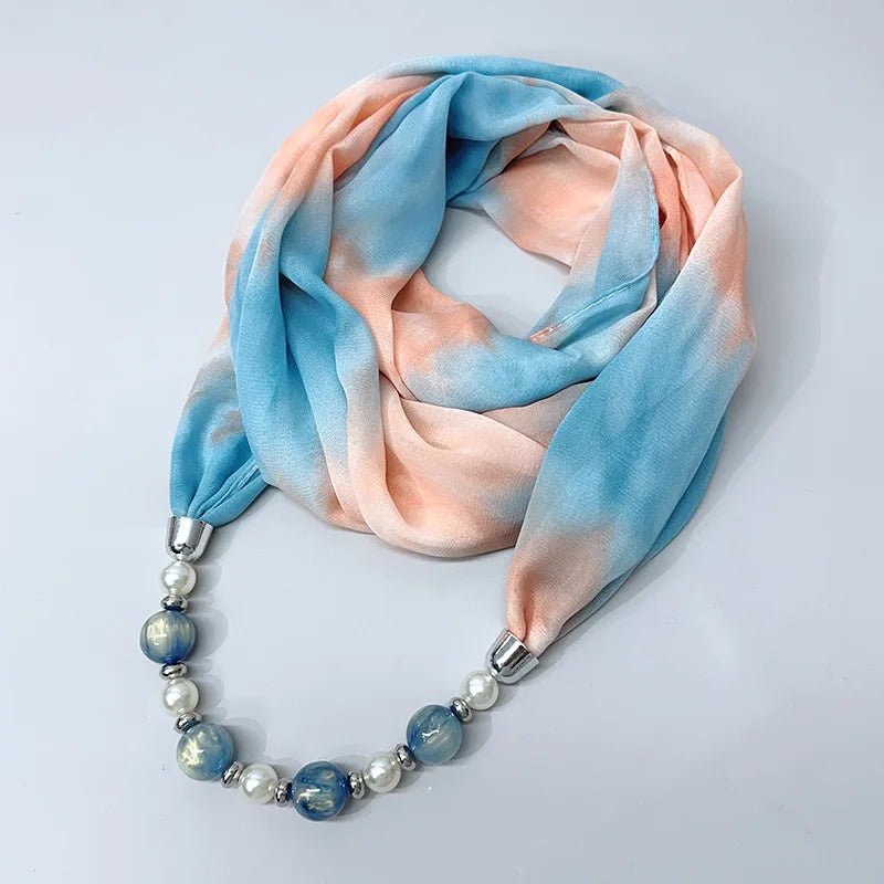 Foulard Collier Mousseline Multicolore Femme - Bijou Statement Neckerchief Bohème Hijab