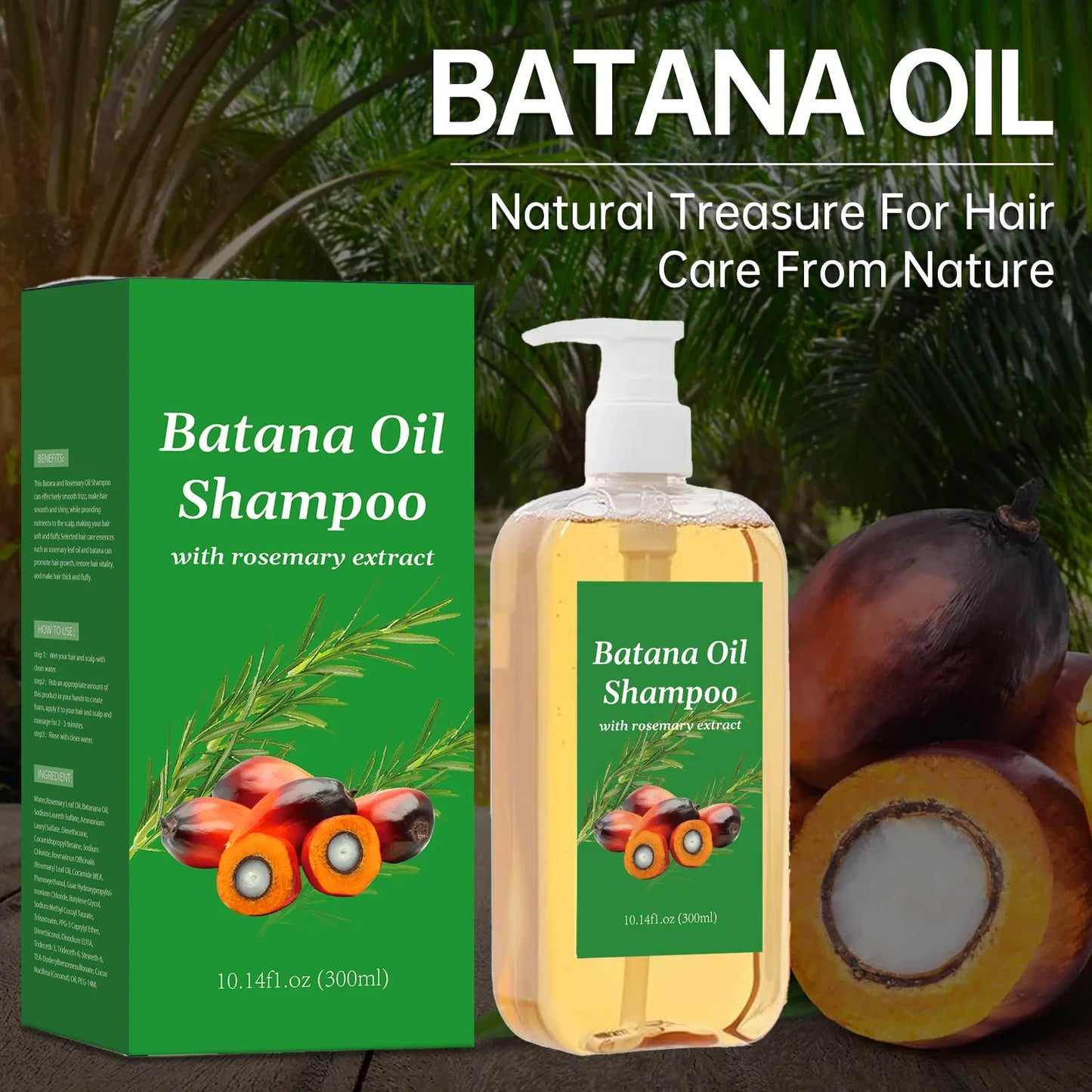 Shampooing Croissance Batana Oil & Romarin 300ml - Anti-Frisottis Anti-Casse