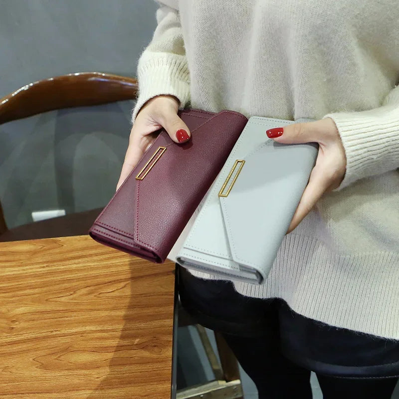 Portefeuille Femme Cuir Long Fashion Hasp - Clutch Wallet Cartera Mujeres avec Poche Téléphone