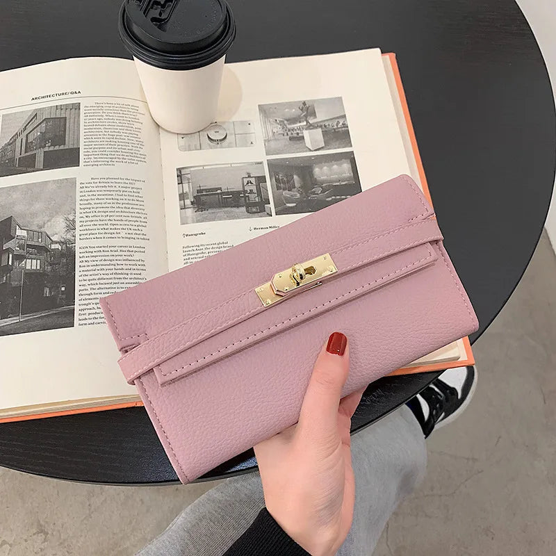 Portefeuille Femme Long Élégant Polyvalent - Clutch Bag Porte-Monnaie Niche Simple Haute Qualité
