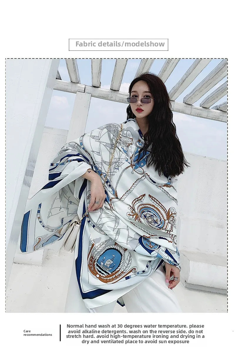 Foulard Plage Soie Protection Solaire - Châle Surdimensionné Été Femme