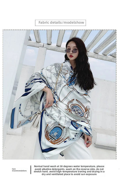 Foulard Plage Soie Protection Solaire - Châle Surdimensionné Été Femme