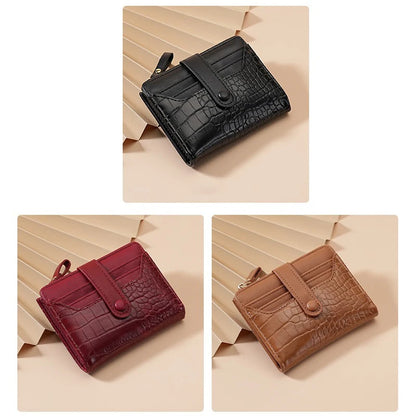 Portefeuille Femme Cuir PU Motif Crocodile - Porte-Cartes Court Bifold