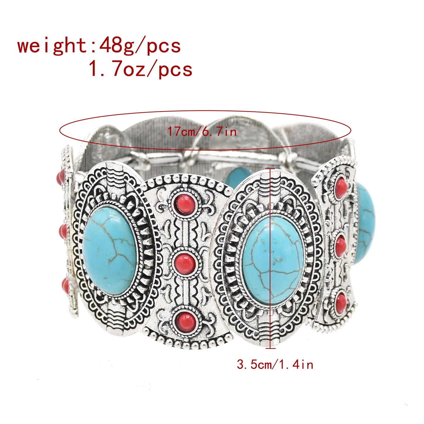 Bracelet Jonc Ethnique Tribal Turquoise - Inspiration Indienne et Africaine