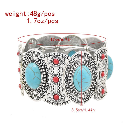 Bracelet Jonc Ethnique Tribal Turquoise - Inspiration Indienne et Africaine