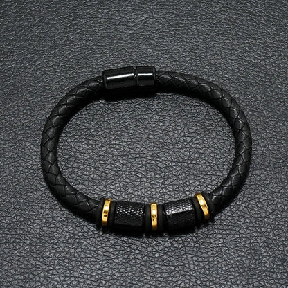 Bracelet Cuir Véritable Homme Magnétique – Style Punk Câble Cadeau