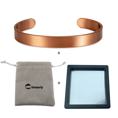 Bracelet Manchette Cuivre Pur Mat – Ouvert Ajustable 9,5mm, Unisexe