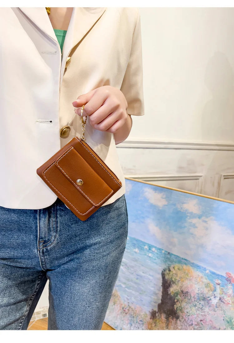 Portefeuille Femme RFID Blocking Trifold Multi-Cartes - Porte-Monnaie Zippé Porte-Clés Sécurisé