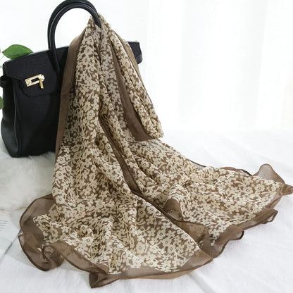 Foulard Écharpe Mousseline Fleur Prunier Femme - Bandana Châle Été Protection Solaire Plage