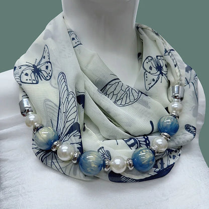 Foulard Collier Mousseline Multicolore Femme - Bijou Statement Neckerchief Bohème Hijab