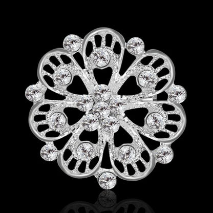 Broche Fleur Rétro Mode Cristal Strass – Pin's Bijou Mariage Rendez-vous Soirées Femme