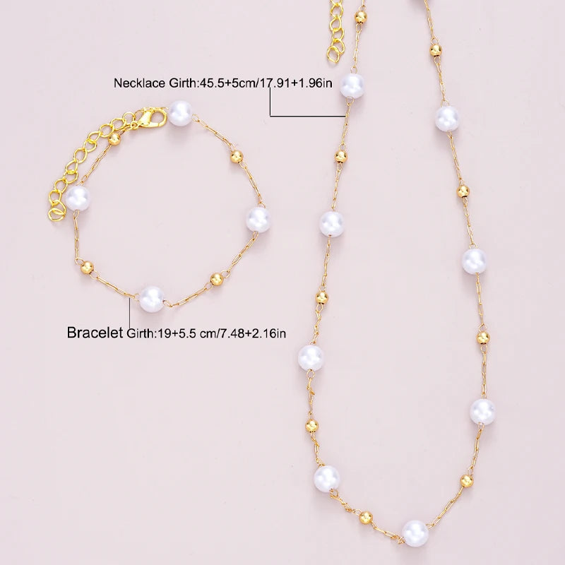 Ensemble Collier Bracelet Croix Perles Doré – Bijoux Bohème Classique