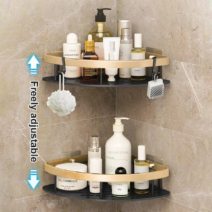 Étagère Angle Salle Bain Sans Perçage Aluminium - Rangement Douche Antirouille Shampoing Accessoires