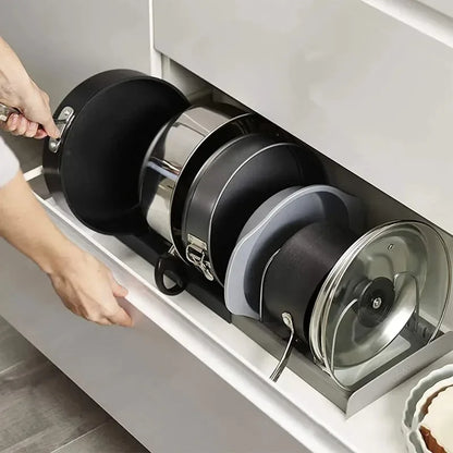 Organisateur Extensible pour Casseroles et Poêles - Rangement Ajustable en Acier Inoxydable