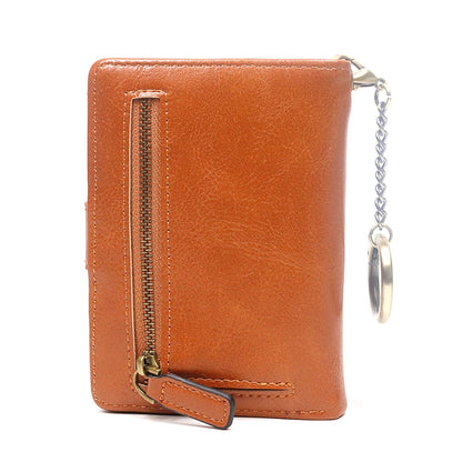 Portefeuille Femme Cuir Rétro Rouge - Porte-Monnaie Court Bifold avec Porte-Cartes Détachable