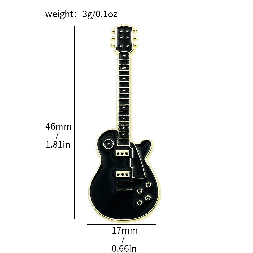 Broche Guitare Instrument Musical Amusante Émaillée – Pin's Badge Kpop Rock Musique Unisexe