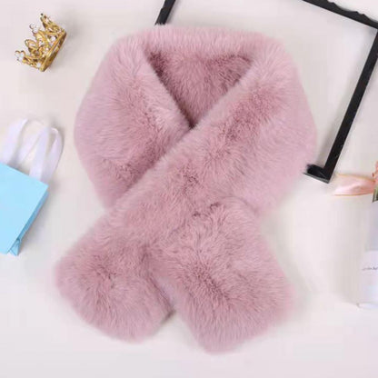 Foulard Écharpe Fourrure Lapin Peluche Femme - Col Croisé Chaud Épais Hiver