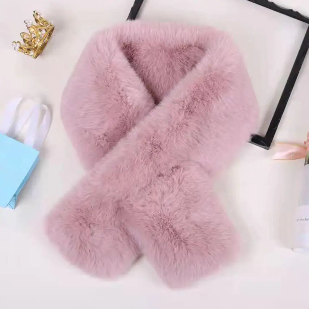 Foulard Écharpe Fourrure Lapin Peluche Femme - Col Croisé Chaud Épais Hiver
