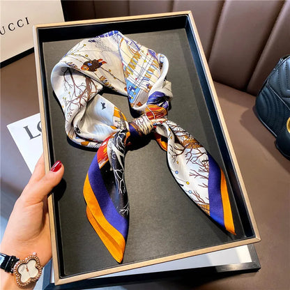 Foulard Carré Soie Naturelle 100% 65cm Femme - Bandana Headscarf Neckerchief Châle Luxe