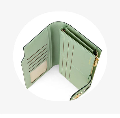 Portefeuille Femme Long Personnalisé Porte-Carte - Sac à Main Multifonction Téléphone Vert Tendance