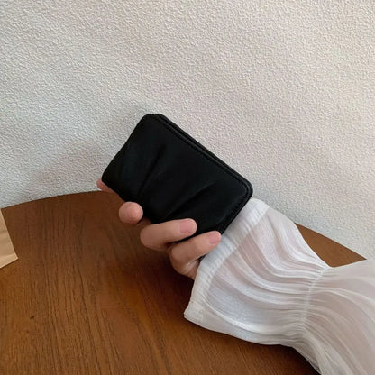Portefeuille Femme Court Cuir PU Imperméable - Porte-Carte Plissé Multifonction Grande Capacité Bifold