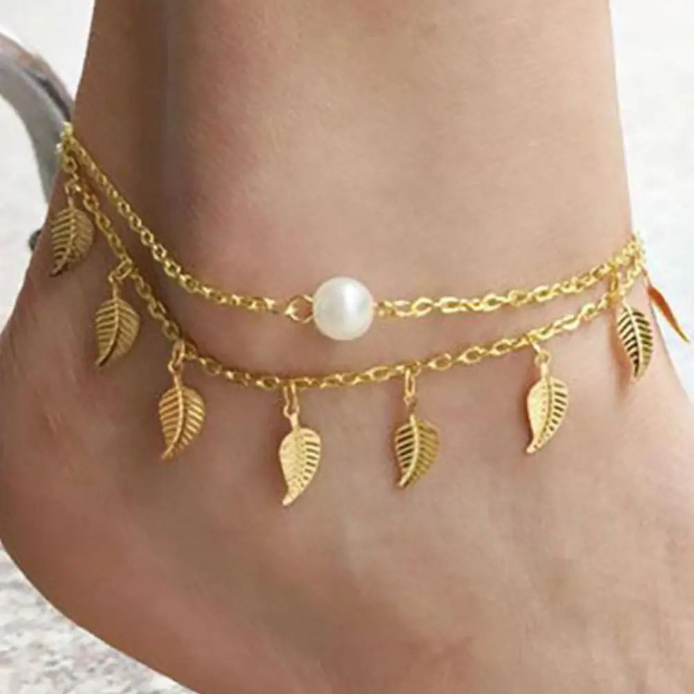 Chaîne de Cheville Bohème Perles Étoiles Pompons – Bracelet Pied Vintage Femme