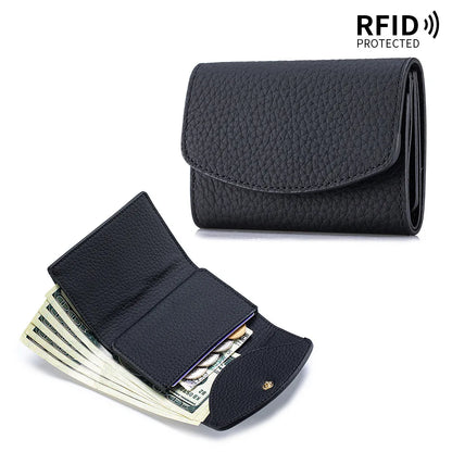 Portefeuille Femme Cuir Véritable Court Japonais - Compact Pliable avec Porte-Carte et Compartiment Billets