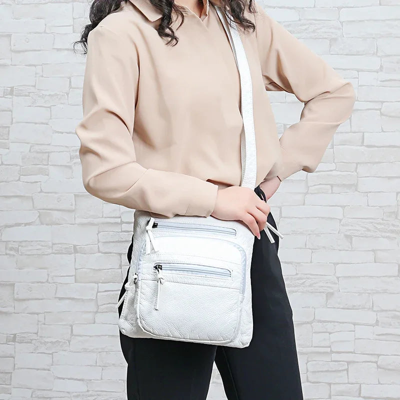 Sac à Main Femme Cuir PU Multi-Couches - Sac Épaule Bandoulière Crossbody Messenger Rabat Porte-Monnaie