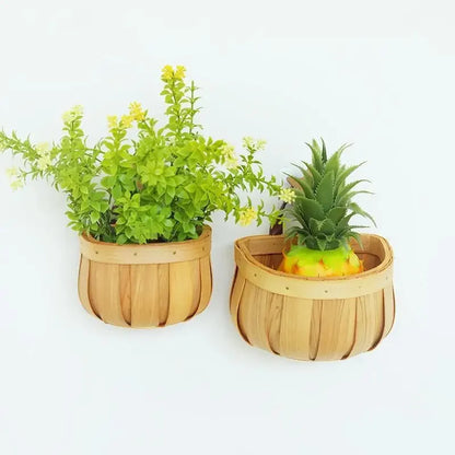 Panier de Rangement Tressé Main en Bois avec Poignée - Organisateur Suspendu pour Cuisine
