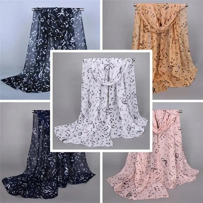 Foulard Mousseline Notes Musique Femme - Châle Soie Imprimé Doux Polyvalent