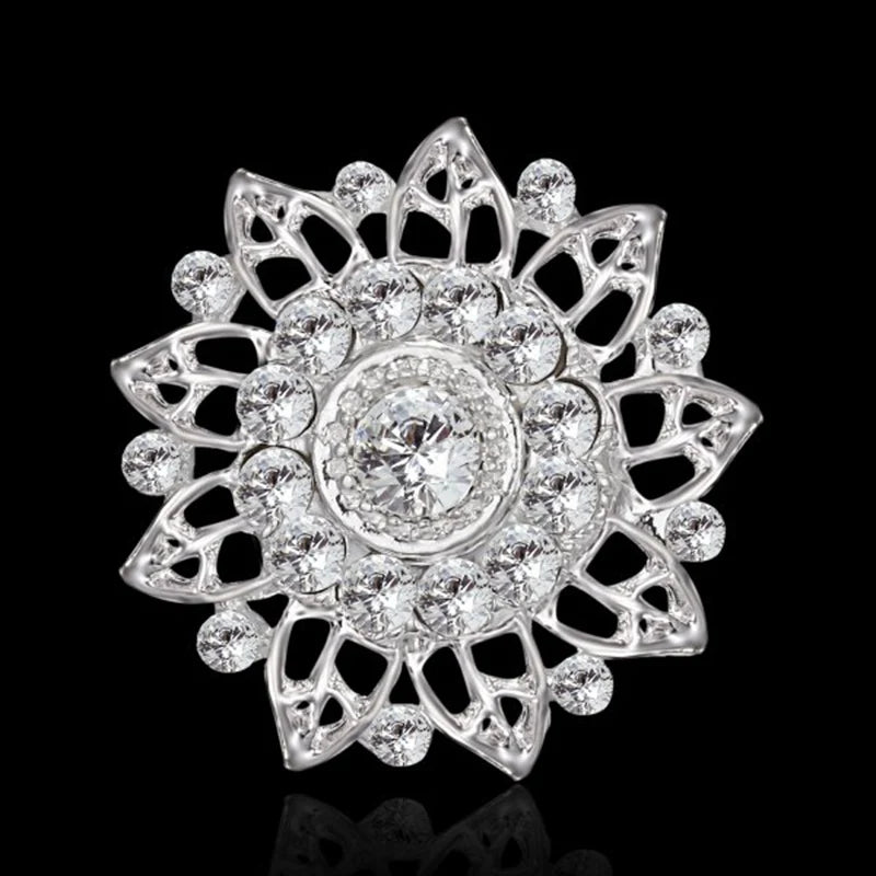 Broche Fleur Rétro Mode Cristal Strass – Pin's Bijou Mariage Rendez-vous Soirées Femme