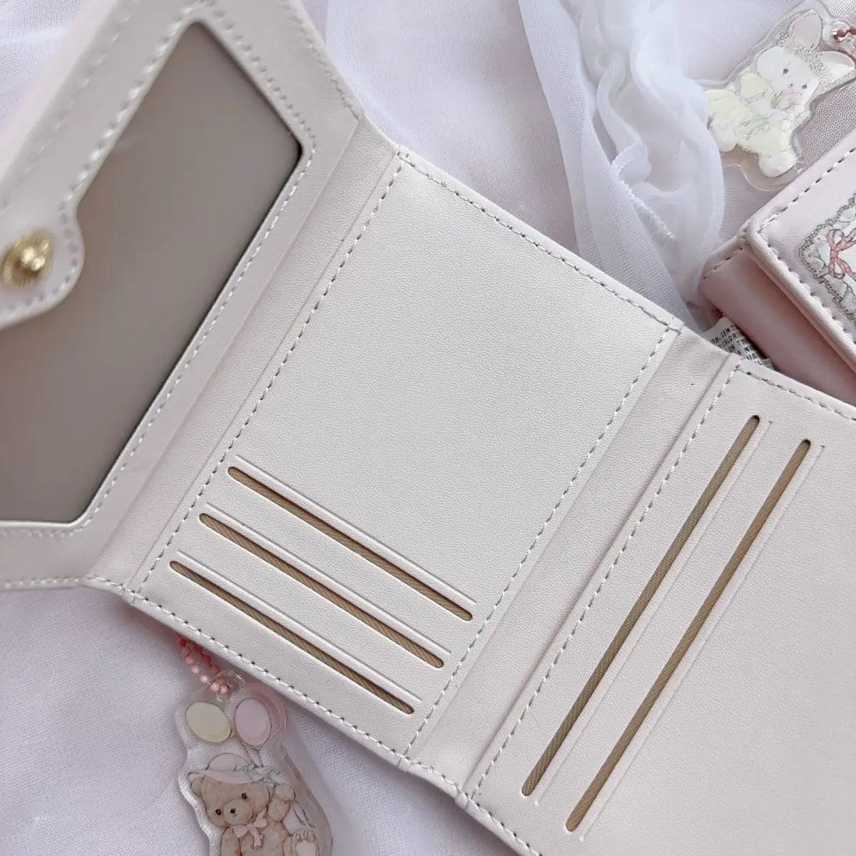 Portefeuille Femme Court Cute Petit Pliable - Porte-Monnaie Zippé Cuir PU Imprimé Animal Esthétique Jeune