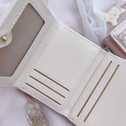 Portefeuille Femme Court Cute Petit Pliable - Porte-Monnaie Zippé Cuir PU Imprimé Animal Esthétique Jeune