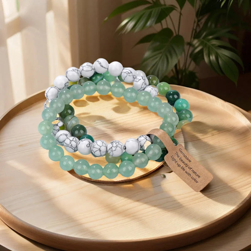 Bracelet Multi-Rangs en Pierres Naturelles et Cristaux - Améthyste