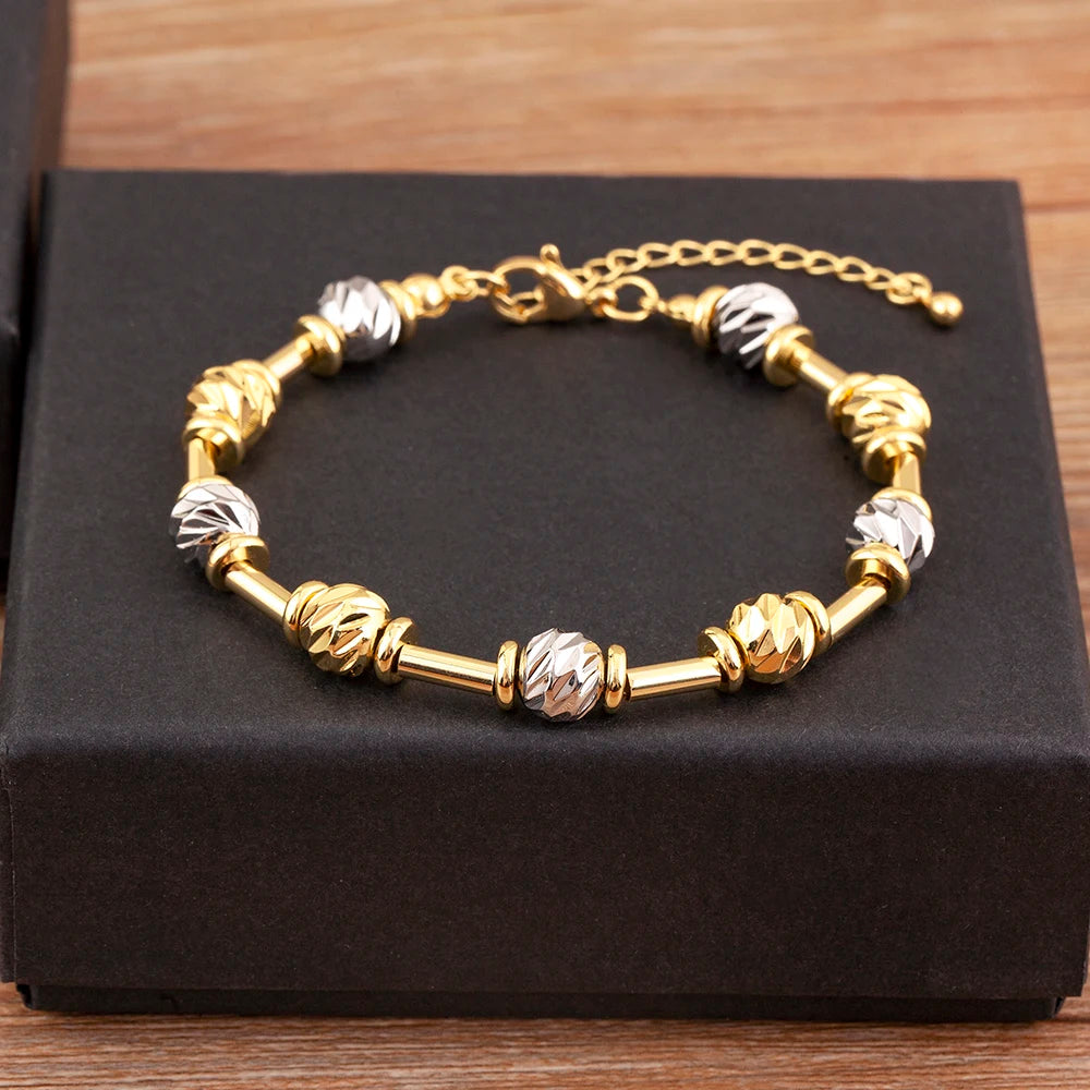 Bracelet Perles CZ Fait Main Ajustable – Chaîne Cuivre Polyvalent Femme