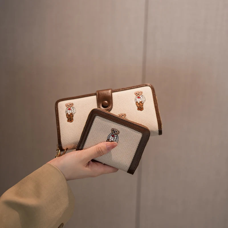 Portefeuille Femme Long Zippé Grande Capacité - Porte-Monnaie Bifold avec Dragonne Porte-Carte Designer Luxe