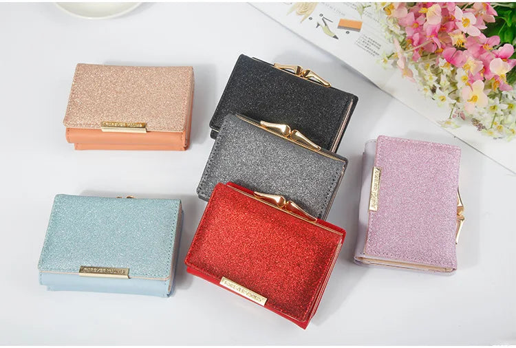 Portefeuille Femme Brillant Tri-Fold - Cartera Mujer Clutch Porte-Monnaie Simple