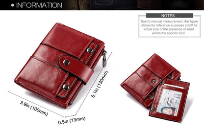 Portefeuille Femme Cuir Véritable RFID - Pochette Court avec Fenêtre ID