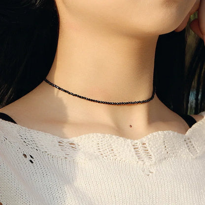 Collier Choker Perles Noires Minimaliste - Ras-du-Cou Court Élégant