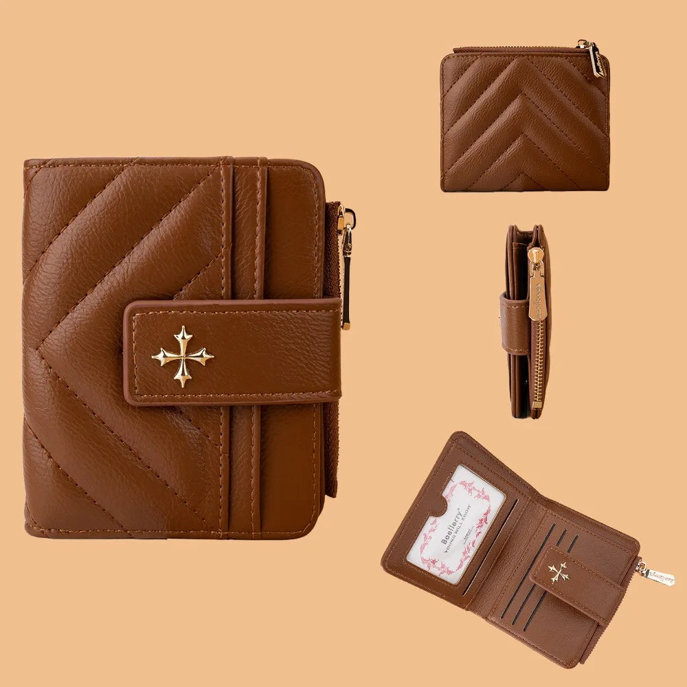 Portefeuille Femme Tri-Fold RFID Blocking - Porte-Cartes Court Motif Floral Baellerry