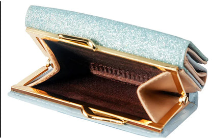 Portefeuille Femme Brillant Tri-Fold - Cartera Mujer Clutch Porte-Monnaie Simple