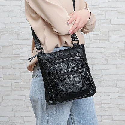 Sac à Main Femme Cuir PU Multi-Couches - Sac Épaule Bandoulière Crossbody Messenger Rabat Porte-Monnaie